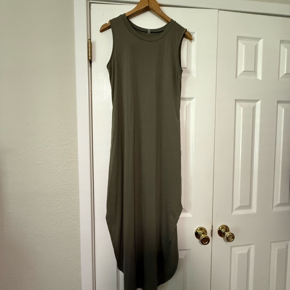 Sleeveless Olive Green Maxi Dress